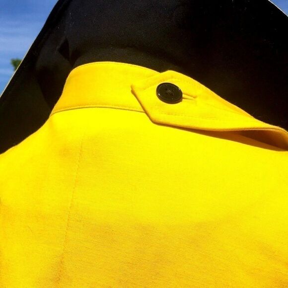 Lauren Ralph Lauren Cropped Trench Cropped double breast yellow black buttons L - Picture 7 of 16